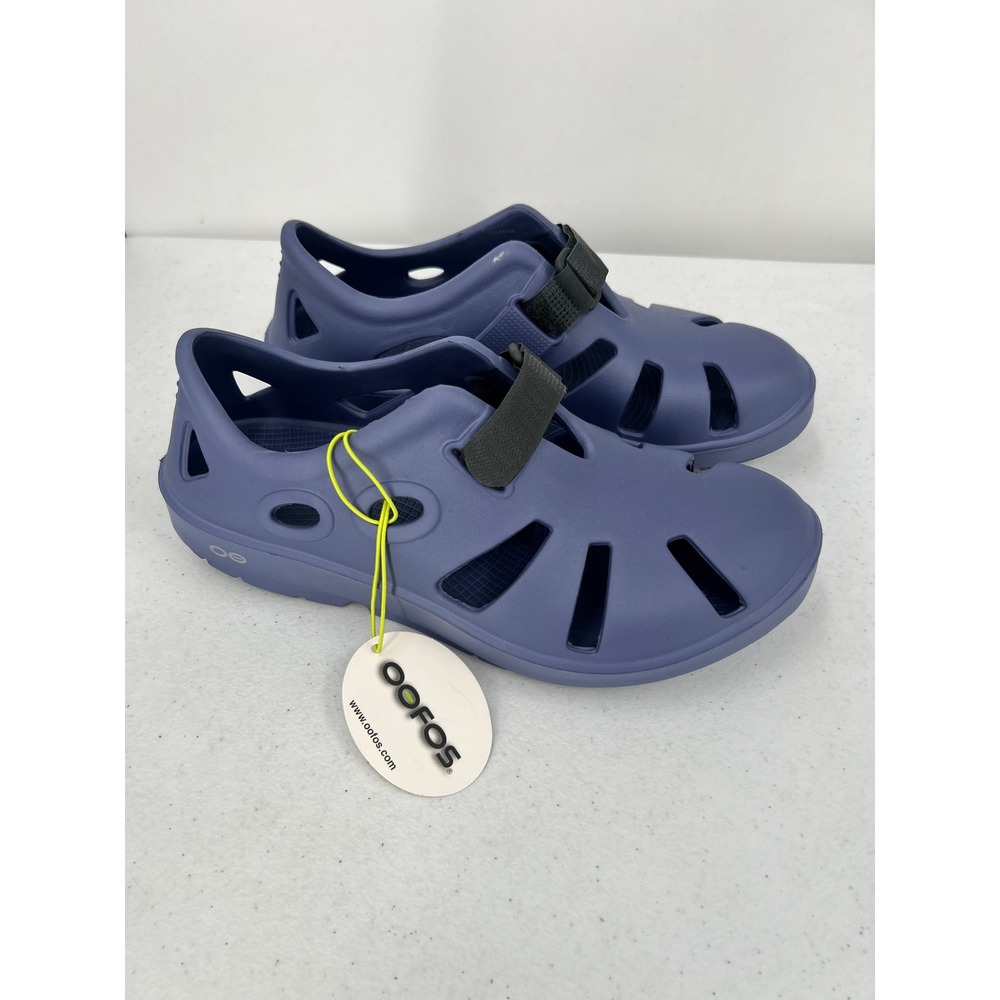 OOFOS OOCANDOO Unisex Water Drop Blue Recovery Sandals M8 W10 NEW